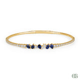 Diamond Bangle with Sapphire Center in 14K & 18K Gold